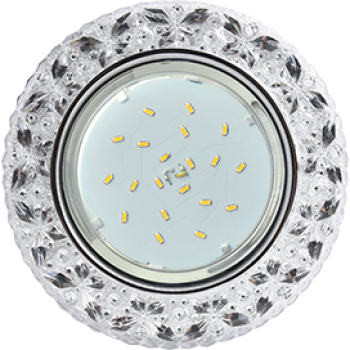 Ecola GX53 H4 LD7040 Светильник встр. искристый с подсветкой "Бабочки" Прозрачный / Хром 35x125 (к+)