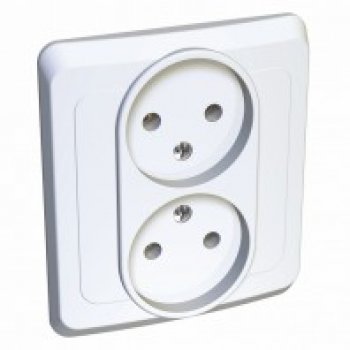 Розетка Этюд 2-СП без заземления белый (20/120)