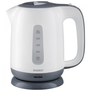 Чайник электрический пластик Energy E-274 1.7л 2200Вт серо-белый (12)