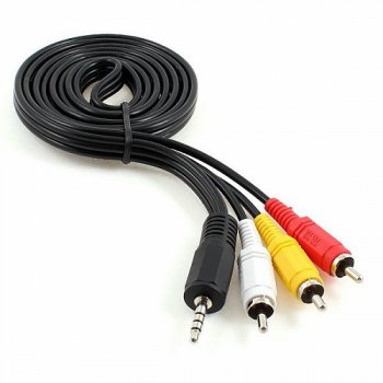 Кабель 3RCA - джек 3.5мм(4pin) 2 м, Cablexpert, черный (1/200)