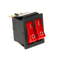 Выключатель Rexant вкл-выкл 15А подсветка двойной красный (10)