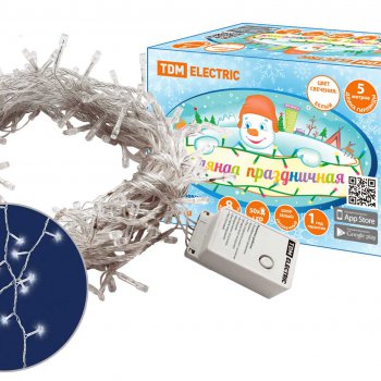 Гирлянда TDM СГ50Б5 50LED белый 5м 8 режимов IP20 (30)