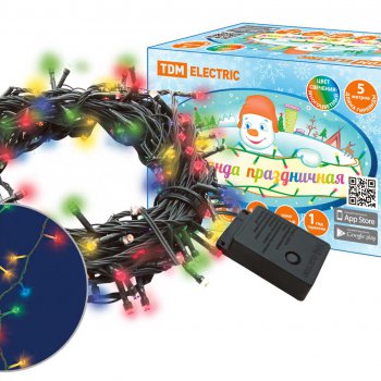 Гирлянда TDM СГ50МЗ5 50LED MULTI 5м 8 режимов зеленый провод IP20 (30)