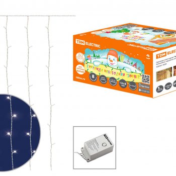 Занавес TDM 120LED 1.5х1.5м белый 8 режимов IP44 (20)
