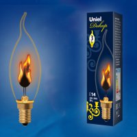 Лампа диодная свеча на ветру  3Вт Е14 Uniel Flame пламя (100)