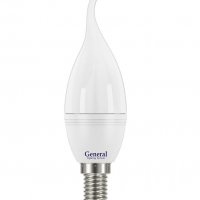 Лампа диодная свеча на ветру  7Вт Е14 6500К 570Лм General (10/100)