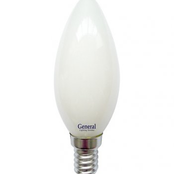 Лампа филамент свеча  8Вт Е14 6500К 580Лм General матовая (10/100)