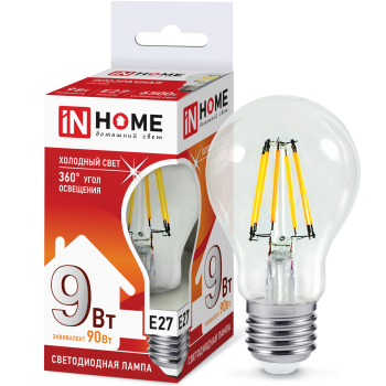 Лампа филамент A60  9Вт Е27 6500К 810Лм InHome (10)