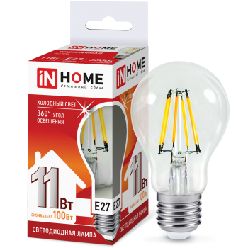 Лампа филамент A60 11Вт Е27 4000К 990Лм InHome (10)