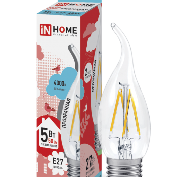 Лампа филамент свеча на ветру  9Вт Е14 3000К 810Лм InHome (10)