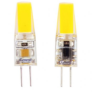 Лампа диодная G4 220В  3Вт 4500К 195Лм General COB силикон (5/100)