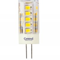 Лампа диодная G4 12В 5Вт 2700К 315Лм General пластик прозрачная (5/100)