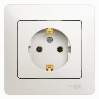 Розетка Glossa 1-ая с заземлением перламутр (15)