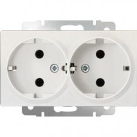 Механизм розетки Werkel 2-ая с заземлением перламутровый рифлёный (10)
