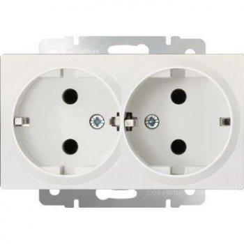 Механизм розетки Werkel 2-ая с заземлением перламутровый рифлёный (10)