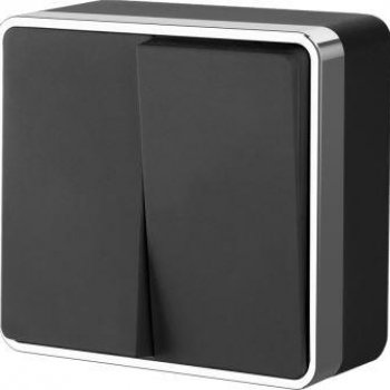 Выключатель Werkel Gallant 2кл черный/хром (10)