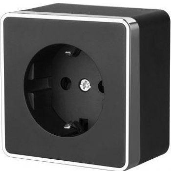 Розетка Werkel Gallant 1-ая с заземлением черный/хром (10)