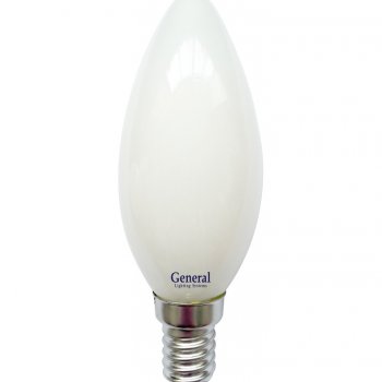 Лампа филамент свеча  7Вт Е14 2700К 430Лм General матовая (10/100)
