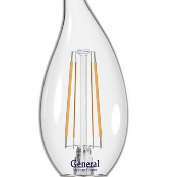 Лампа филамент свеча на ветру  7Вт Е14 6500К 530Лм General (10/100)