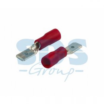 Разъём плоский изолированный папа РпИп 1.25-5 4.8мм 0.5-1.5мм² (РпИ-п 1.5-(4.8)) красный Rexant (100)
