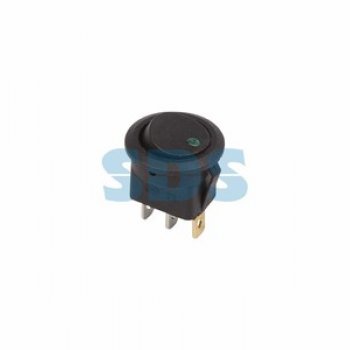 Выключатель Rexant вкл-выкл 16А подсветка зеленый круг 12В черный