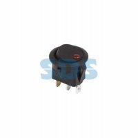 Выключатель Rexant вкл-выкл 16А подсветка красный круг 12В черный (10)