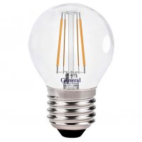 Лампа филамент шар G45  8Вт Е27 6500К 660Лм General (10/100)