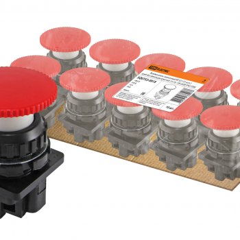 Выключатель кнопочный 1кн TDM КЕ 021-У2-исп.4 Гриб 1з 10A 660B IP40 красный (10)