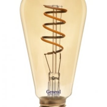 Лампа филамент ST64  7Вт Е27 2700К 540Лм General золотой спираль (5)