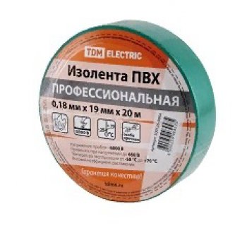 Изолента TDM профессиональная  19мм х 20м зеленая  (10/200)
