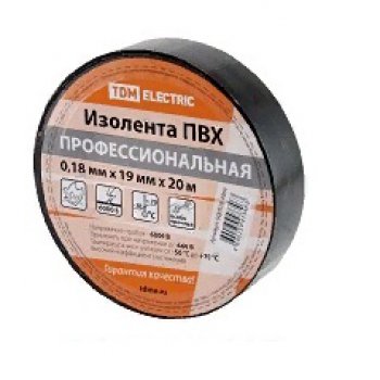 Изолента TDM профессиональная  19мм х 20м черная  (10/200)