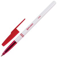 Ручка шариковая Brauberg Офис пишущий узел 1мм корпус белый красный стержень (24)