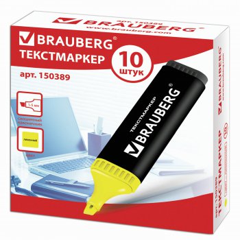 Маркер-текстовыделитель 1-5мм лимонный Brauberg Contract (20/10)