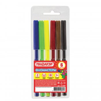 Фломастеры 6 цветов Пифагор вентилируемый колпачок (1)