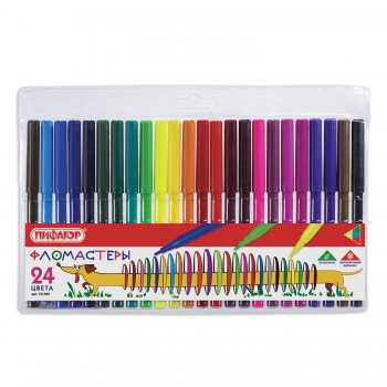 Фломастеры 24 цвета Пифагор Веселая Такса вентилир.колпачок (6/12)