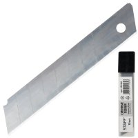 Лезвия для ножей 18мм STAFF толщина лезвия 0,38мм комплект 10шт в пластиковом пенале (4/20)