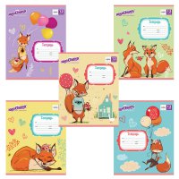 Тетрадь 12л. А5 клетка Юнландия  ЛИСЯТА обложка мелованный картон АССОРТИ (10/20)