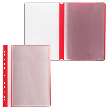 Папка 10 вкладышей STAFF А4 с перфорацией мягкая красная 0,16 мм (1/20)