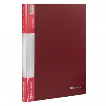 Папка 40 вкладышей Brauberg "Стандарт" А4 красная 0,7 мм (1/6)