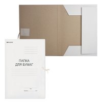 Папка для бумаг картонная с завязками Brauberg гарантированная плотность 280г/м2  до 200л белая (10/200)