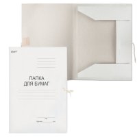 Папка для бумаг картонная с завязками Staff гарантированная плотность 310г/м2  до 200л белая (10/200)