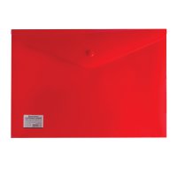 Папка-конверт на кнопке А4 Brauberg 0,2мм  до 100л пластик непрозрачная красная СВЕРХПРОЧНАЯ (1/40)
