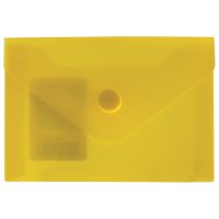 Папка-конверт на кнопке А7 Brauberg 0,18мм (для визиток, дискотных/банковских карт) пластик прозрачная желтая (5/40)