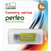 Флэш-диск Perfeo 4GB E01 металл золотистый