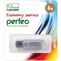 Флэш-диск Perfeo 4GB E01 металл серебристый