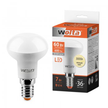 Лампа диодная R50  7Вт Е14 3000К 600Лм Wolta (10)