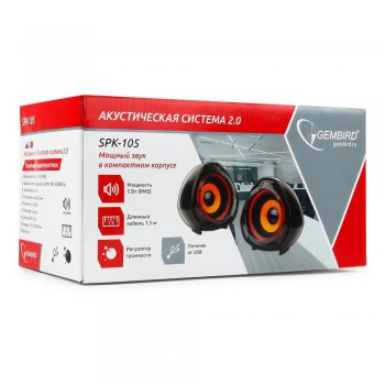 Колонки 2.0 Gembird 105 2x2.5Вт USB черный (20)