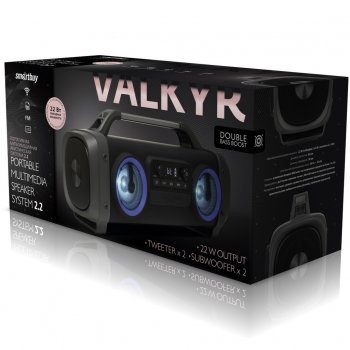Колонка портативная Bluetooth SmartBuy  115 Valkyr 22Вт аккумулятор 3600мАч MP3/FM/microSD/USB/AUX черный (4)