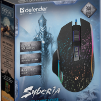 Мышь Defender игровая Syberia GM-680L, игровая, 7кн, 1200/1600/2400/3200 DPI, 5 программируемых кнопок, кнопка выбора RGB подсветки, переливающаяся подсветка, черный (1/40)