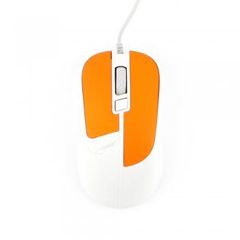 Мышь Gembird 410 3кн 800/1200/1600dpi soft touch белый/оранжевый (1/100)